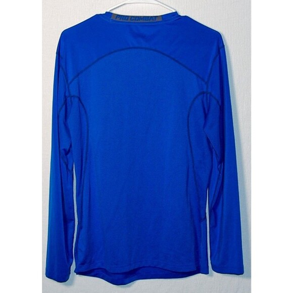 Nike Pro Combat Shirt Mens Medium Blue Long Sleeve Core Fitted Stretch Dri-Fit - Picture 6 of 8